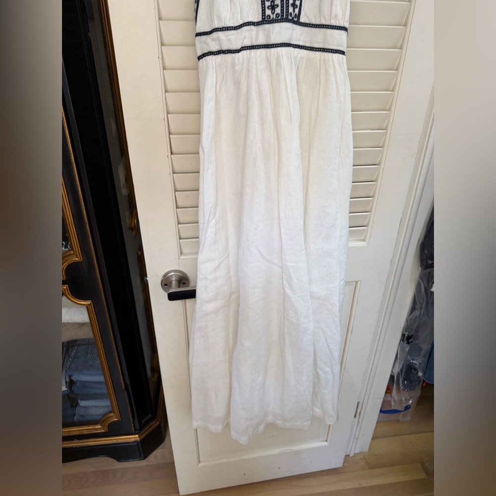 J. Crew White Hamptons Maxi Dress with Navy Embroidery - Picture 3 of 6